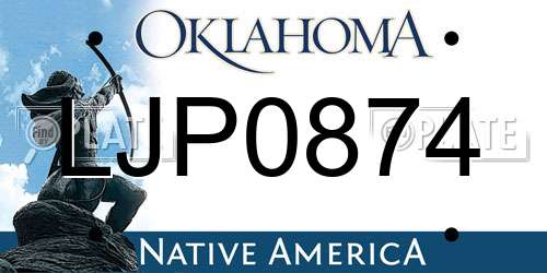LJP0874 Oklahoma License Plate