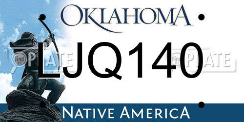 LJQ140 Oklahoma License Plate
