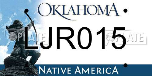 LJR015 Oklahoma License Plate