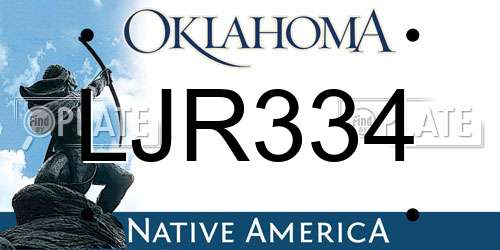 LJR334 Oklahoma License Plate