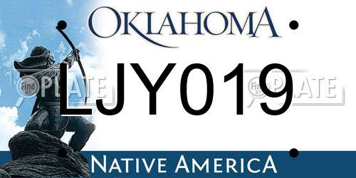 LJY019 Oklahoma License Plate