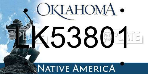 LK53801 Oklahoma License Plate