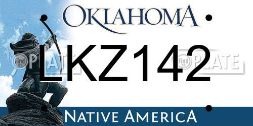 LKZ142 Oklahoma License Plate