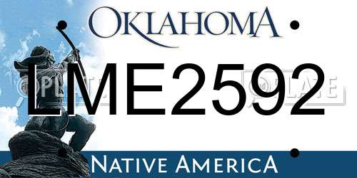 LME2592 Oklahoma License Plate