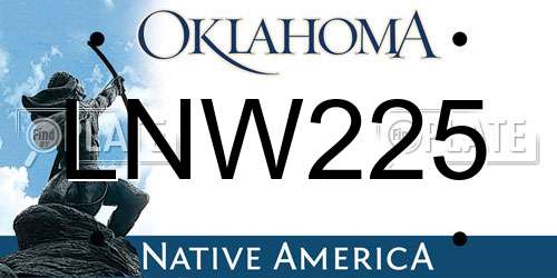 LNW225 Oklahoma License Plate