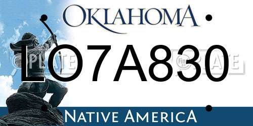 LO7A830 Oklahoma License Plate