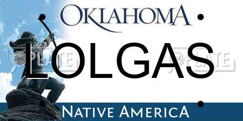 LOLGAS Oklahoma License Plate