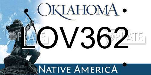LOV362 Oklahoma License Plate