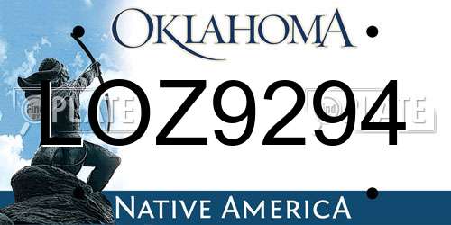 LOZ9294 Oklahoma License Plate
