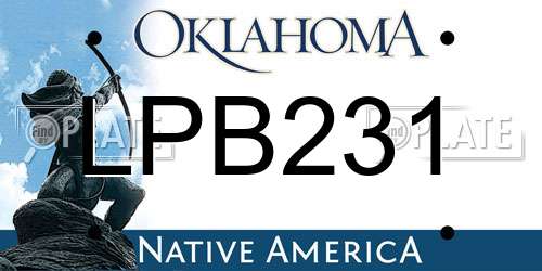 LPB231 Oklahoma License Plate