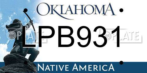 LPB931 Oklahoma License Plate