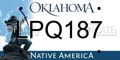 LPQ187 Oklahoma License Plate