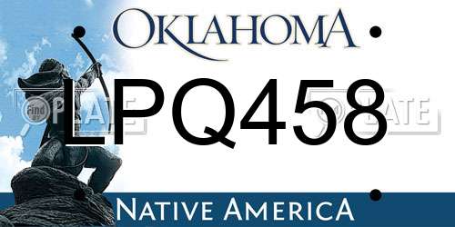 LPQ458 Oklahoma License Plate