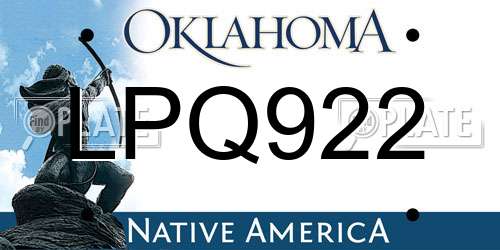 LPQ922 Oklahoma License Plate