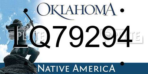 LQ79294 Oklahoma License Plate