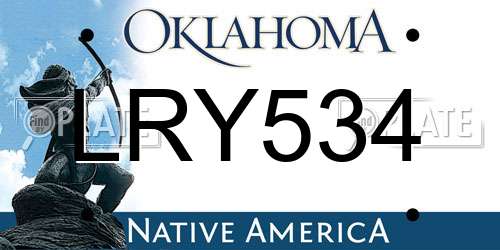 LRY534 Oklahoma License Plate