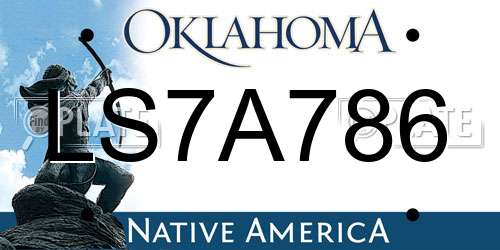 LS7A786 Oklahoma License Plate