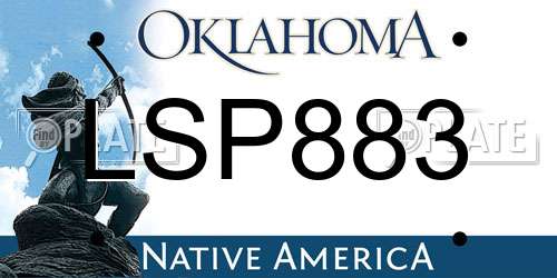 LSP883 Oklahoma License Plate