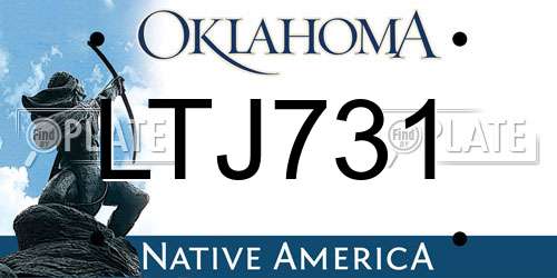 LTJ731 Oklahoma License Plate