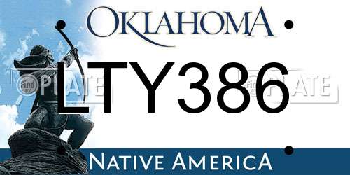 LTY386 Oklahoma License Plate