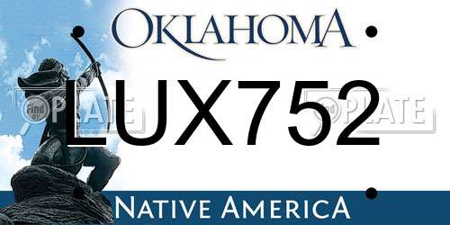 LUX752 Oklahoma License Plate