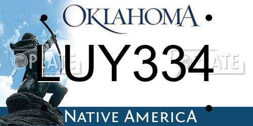 LUY334 Oklahoma License Plate