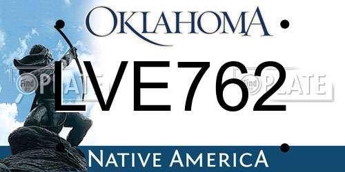 LVE762 Oklahoma License Plate