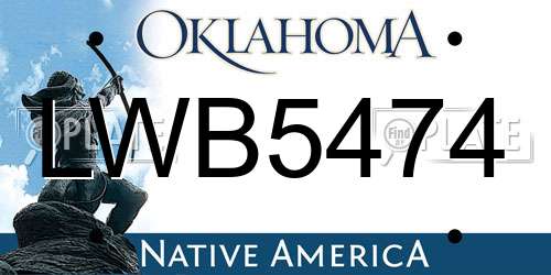 LWB5474 Oklahoma License Plate
