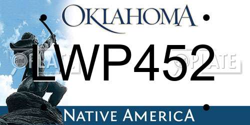 LWP452 Oklahoma License Plate