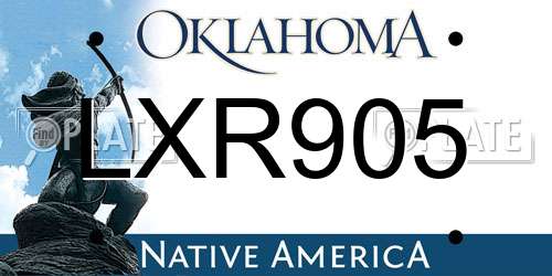 LXR905 Oklahoma License Plate
