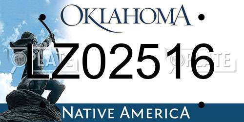 LZ02516 Oklahoma License Plate