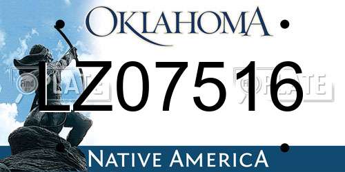 LZ07516 Oklahoma License Plate