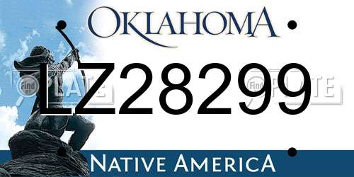 LZ28299 Oklahoma License Plate