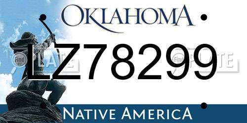 LZ78299 Oklahoma License Plate