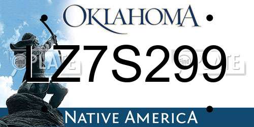 LZ7S299 Oklahoma License Plate