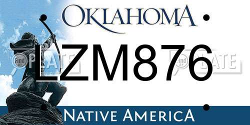 LZM876 Oklahoma License Plate