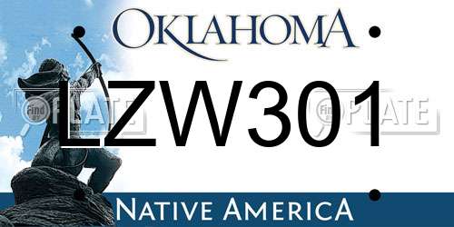 LZW301 Oklahoma License Plate