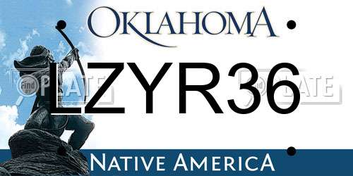 LZYR36 Oklahoma License Plate