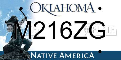 M216ZG Oklahoma License Plate