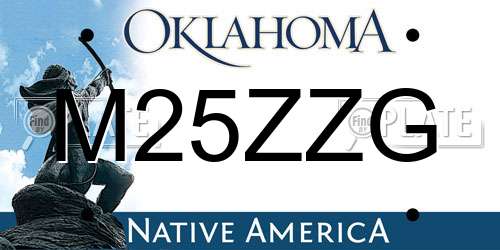 M25ZZG Oklahoma License Plate