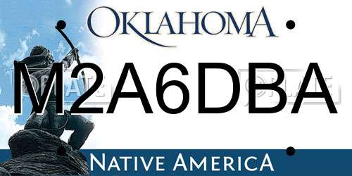 M2A6DBA Oklahoma License Plate