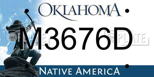 M3676D Oklahoma License Plate