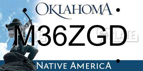 M36ZGD Oklahoma License Plate