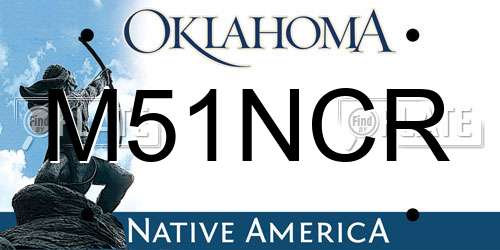 M51NCR Oklahoma License Plate
