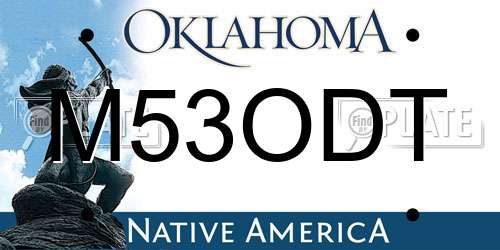 M53ODT Oklahoma License Plate