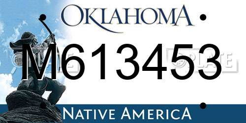 M613453 Oklahoma License Plate