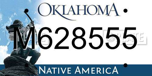 M628555 Oklahoma License Plate