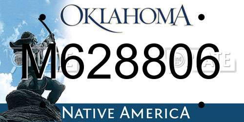M628806 Oklahoma License Plate
