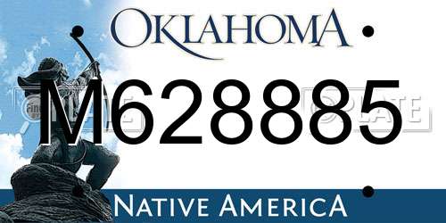 M628885 Oklahoma License Plate
