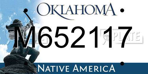 M652117 Oklahoma License Plate